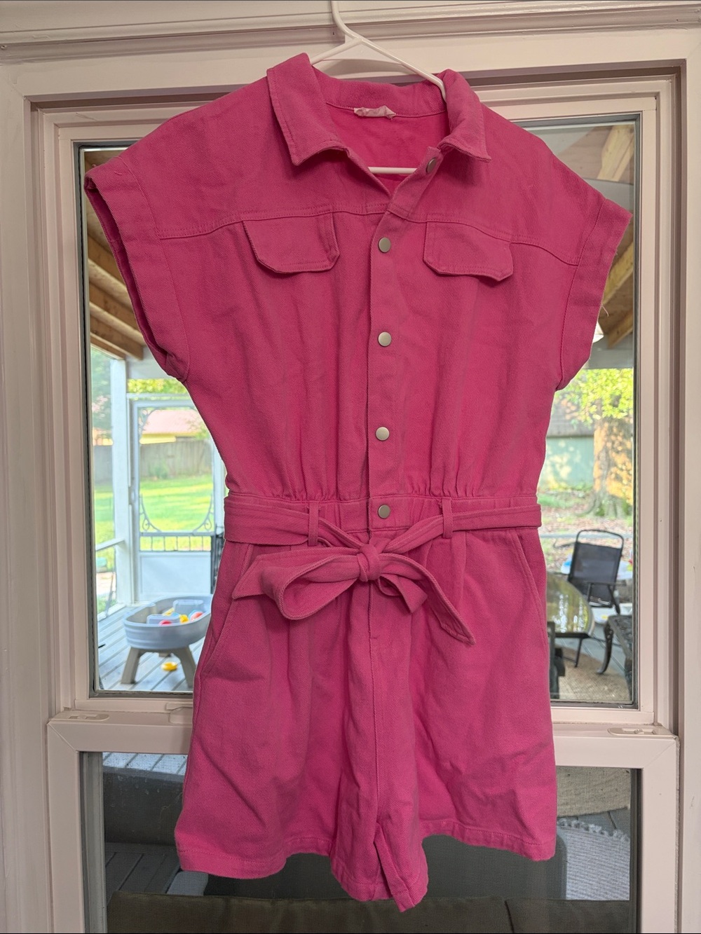 vestique Hot Pink Button-Front Romper